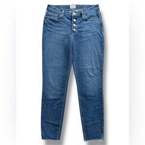 Hudson Natalie Ankle Jeans Raw Hem Medium Wash Size 28
